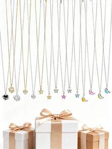 Caja de regalo sorpresa con productos opcionales - Puede recibir aleatoriamente 2 collares, adecuados para festivales, fiestas, bodas, banquetes, uso casual e incluso regalos del Día de San Valentín (los estilos pueden variar) - Multicolor - Ver 4