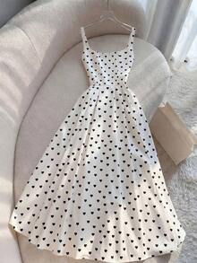 Vestido maxi con tirantes finos con forma de corazón romántico para vacaciones en la playa para mujeres - Multicolor - Ver 6