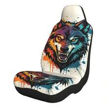 1pc Creative Colorful Wolf Head Print Car Seat Cover, Breathable Mesh Fabric, Soft & Comfortable, Suitable For Summer, Decorative Car Interior Accessory, Unisex Car Seat Cover, Fit For Sedan, SUV And Van - Multicolor - View 10