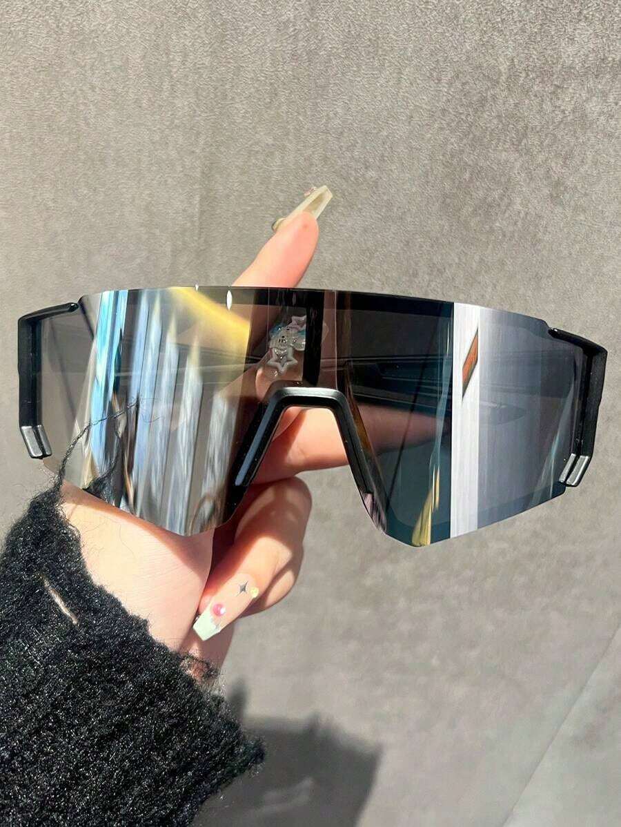 1 Piece / 3 Pieces / 5 Pieces Oversized Men's Gradient Sports Glasses, Fashionable For Cycling, Driving And Sports, Color Changing Sports Glasses, Suitable For Outdoor Travel - Silver - View 1