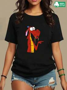 1pc blusas de mujer ropa de mujer blusas bonitas para mujeres blusas bonitas para mujer T shirt dragón divertido 180g negro y blanco algodón T shirt patrón de impresión  impresión de alta calidad en algodón cuello redondo corte básico holgado hombres y mujeres transpirable versátil lavable a máquina cómodo talla S ~ 3XL diario casual deportes imprescindible para el verano - Negro - Ver 4