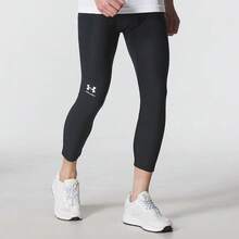 Under Armour UA HeatGear 高彈透氣男子跑步訓練七分褲緊身褲 - 黑色 - 查看 2