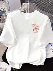 Camiseta de manga corta% algodón con estampados frontales y traseros - El café me ayuda a vivir, cultura del café - Camiseta estampada de moda para mujer, ¡tu mejor elección! Adecuada para todas las estaciones, se puede usar como capa base en primavera y otoño o sola en verano. Estilo unisex, perfecta para amigos. Camiseta de moda de algodón de alto gramaje. - Blanco - Ver 3