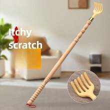 2pcs Wooden Handle Back Scratcher, Long Wooden Rod With Plastic Claw Head, Hanging Rope Design Portable Itch Relief Tool, Home Body Massage Accessory, Suitable For Daily Relaxation, Travel And Elderly Body Itch Relief - View 6