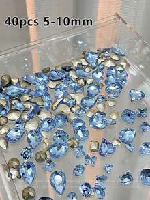 20/40pcs Campuran Permen Soda Ujung Lancip Rhinestone Warna-warni, Berlian Gula Es Berbentuk Hati Kristal, Dekorasi Seni Kuku, Hiasan Kuku - MultiWarna - View 16
