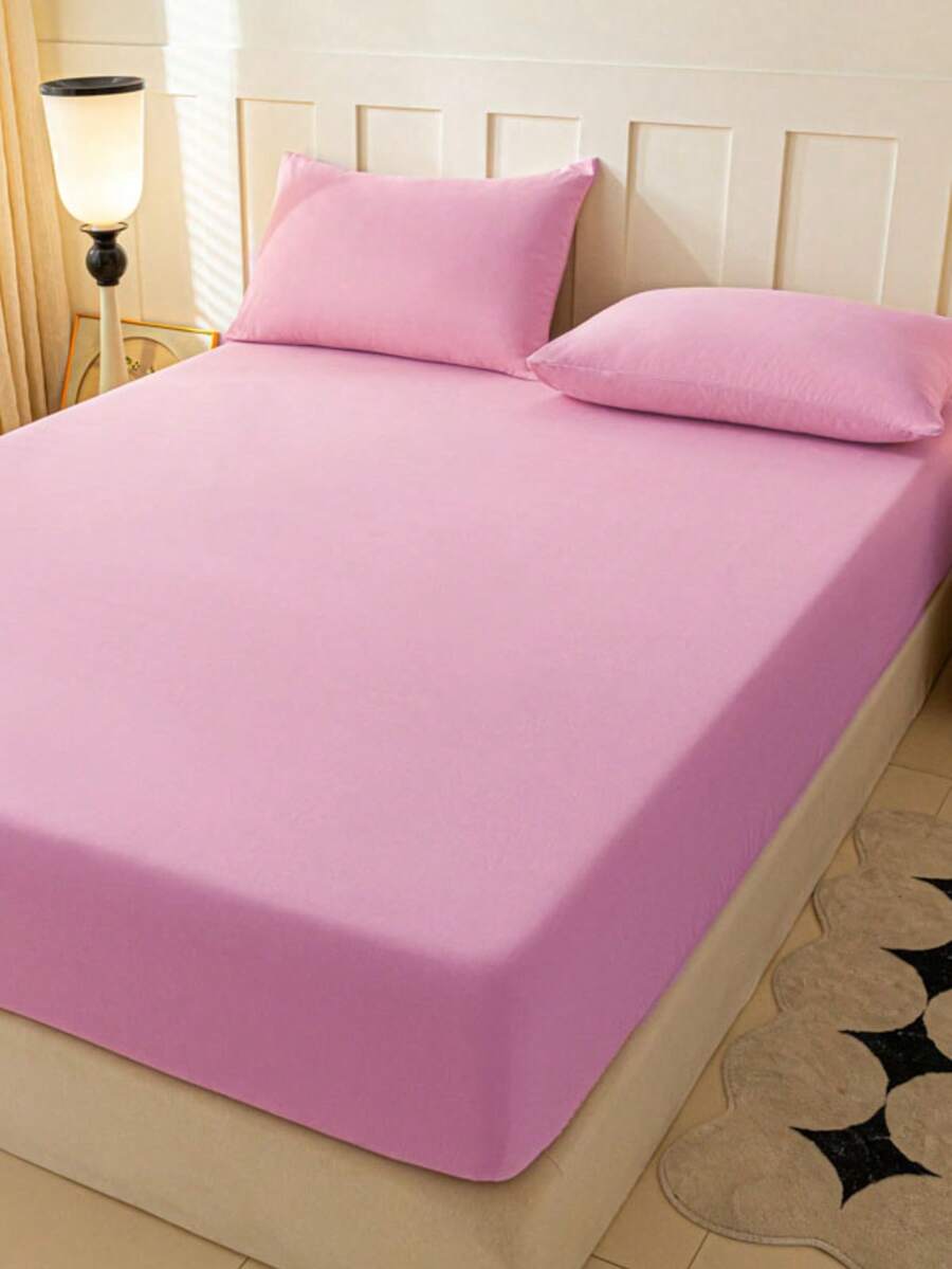 Set Sprei 3 Potong Warna Cokelat Lembut & Nyaman - Berwarna merah muda - View 1