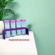 New 1 Set 6-Hole Test Tube Rack And Test Tubes, Beginner Test Tube Experiment Kit, Durable Plastic Dropper And Test Tube Set, Includes 4 Droppers, 4 Test Tubes And 1 6-Hole Test Tube Rack, Suitable For Measuring And Dispensing - A - View 4