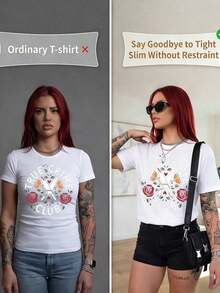 Camiseta de punto 100% algodón para mujer con estampado "True Crime Club", transpirable y anti-pilling, ideal para la vuelta al cole, graduación, regalos para el Día del Padre/Madre. - Blanco - Ver 4