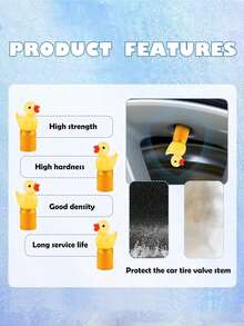 4个可爱发光鸭子轮胎气门嘴帽，通用汽车摩托车自行车轮胎气门嘴盖装饰 - A - 查看 9