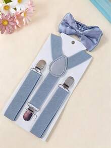 1 Set Solid Color Bow Tie And Suspenders Set For Teens, Suitable For Weddings, Parties, Birthdays, Christmas, Halloween, School Events, Boys And Girls' Daily Wear - one-size - View 11