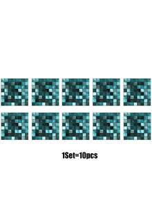 OUTANA 10 piezas Papel tapiz de mosaico 3D con degradado de color para decoración del hogar, tamaño 15 x 15 cm, autoadhesivo, impermeable, a prueba de humedad, fácil de limpiar, ladrillo grueso de cristal, autoadhesivo, impermeable, lavable, adhesivo de pared de PVC de alta gama, adecuado para cocina, sala de estar, lavandería, dormitorio, oficina y otras habitaciones - Varios estilos - Ver 14