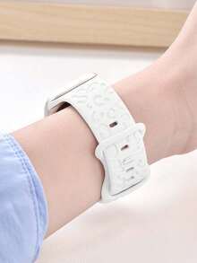 Huastonband 適用於 49mm、45mm、44mm、42mm、41mm、40mm、38mm、46mm，白色豹紋雕刻獵豹圖案防水運動矽膠腕帶，相容 Series 11、10、9、8、7、6、5、4、3、2、1、SE，適合 ，女士黑色夏季海灘配件，父親節、教師節、度假季、畢業季禮物 - 白色 - 查看 11