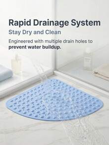 1pc Corner Shower Mat, Non-Slip Triangle Bath Mat With Suction Cups And Drain Holes, Waterproof PVC Bathroom Floor Mat, Safety Anti-Fall Shower Rug For Bathroom Bathtub, 3 Colors Available - Multicolor - View 2