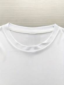 T-shirt de mode décontractée pour hommes, rose-violet-bleu néon "Invasion de juillet" avec lettrage "JUL" et impression de vague visuelle. Vêtements de rue à la mode pour un port quotidien. - Blanc - Voir 5