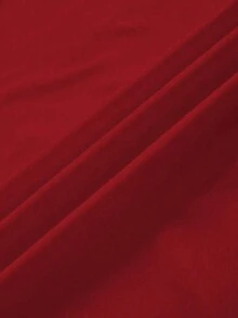 Camiseta de mujer de manga corta con cuello redondo y estampado de letras, casual de verano - Rojo - Ver 4