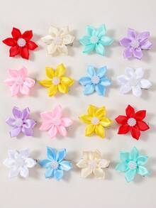 16pcs/Set Colorful Pearl Flower Hair Clips, Hair Accessories For Girls, Beach Travel Photography Decor, DIY Hair Clips For Bangs Back To School - Multicolor - View 4