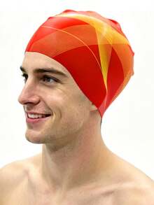 Adult Silicone Swim Cap, Soft Stretch Non-Slip, Printed Colorful Swimming Cap, High Elasticity, For Water Sports Training, Unisex – Comfortable Fit Without Headache, Suitable For Short/Long Hair, Keeps Hair Dry - Multicolor - View 12