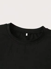 Camiseta de manga corta para mujer estampada, 100% algodón, talla 46 - Negro - Ver 5