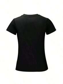 ropa de mujer  Recomendaciones del diseñadorCamiseta de la Virgen María para mujeres, camiseta de moda casual con cuello redondo, tops sueltos y cómodos  camisas de mujer - Negro - Ver 2