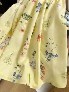 Nueva minifalda de mujer con diseño floral y estilo francés elegante - Amarillo claro - Ver 5