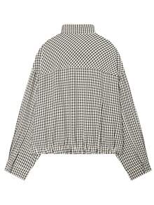 Áo khoác bóng chày nữ mùa xuân, khóa kéo, dáng rộng, nhẹ, kiểu bomber, phong cách đường phố. - Đen và trắng - Xem 9