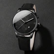 3 buah Jam Tangan Quartz Kasual Pria, Dial Bulat Minimalis, Tali PU Metalik, Cocok Sebagai Hadiah Liburan dan Pemakaian Sehari-hari untuk Pria - MultiWarna - View 4