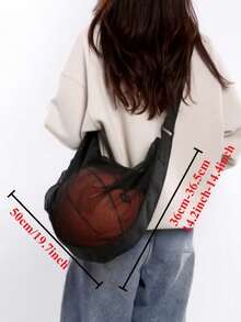 1 buah Tas Bola Tunggal Bergaya, Tas Bola Jaring, Tas Penyimpanan Bola Basket, Tas Sepak Bola, Tas Selempang Serut - Kantong Ponsel Terintegrasi, Kain Oxford Berkualitas Tinggi, Dapat Dicuci dengan Mesin, Abu-abu/Biru/Hitam, Cocok untuk Olahraga dan Penggunaan Sehari-hari - MultiWarna - View 9
