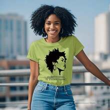 African American History T-Shirt For Men And Women, Black Print T-Shirt, Magic Fashion Retro Black T-Shirt With Natural African American Hairstyle - 酪梨葉 - 查看 2