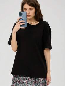 The Most Popular Women's T-Shirt Of 2026! A , Youthful, Lightweight, And Casual Short-Sleeved T-Shirt With An Adjustable Fit. The Material Is Durable And Reliable! - 純黑1 - 查看 9