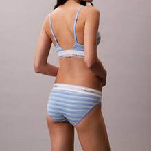 Calvin Klein Icon Cotton Modal Lightly Lined Triangle Bralette QF8498 - Pulse Stripe Blue Descent - View 4