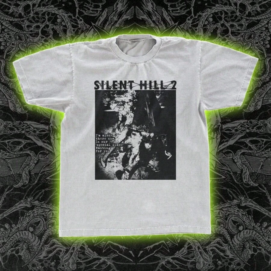 Camiseta Casual de Moda, Camiseta Unisex de Juego de Supervivencia Silent Hill 2, Camiseta de Videojuego de Horror, Camiseta de Regalo para Jugadores, Top Gráfico de Cabeza de Pirámide, Ropa de Regalo de Halloween, Camiseta de Manga Corta Suelta, Camiseta Casual de Moda, 100% Algodón, Apta para Todas las Estaciones - Negro - Ver 1
