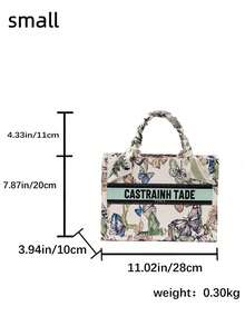 This Butterfly Print Canvas Tote Bag Is A Multi-Functional, Casual, And Fashionable Handbag For Women. It Comes With A Scarf Decoration And Is Available In Different Sizes. It Is Very Suitable For Shopping, Going To Work, School, Or Short-Distance Travel. - White - View 6