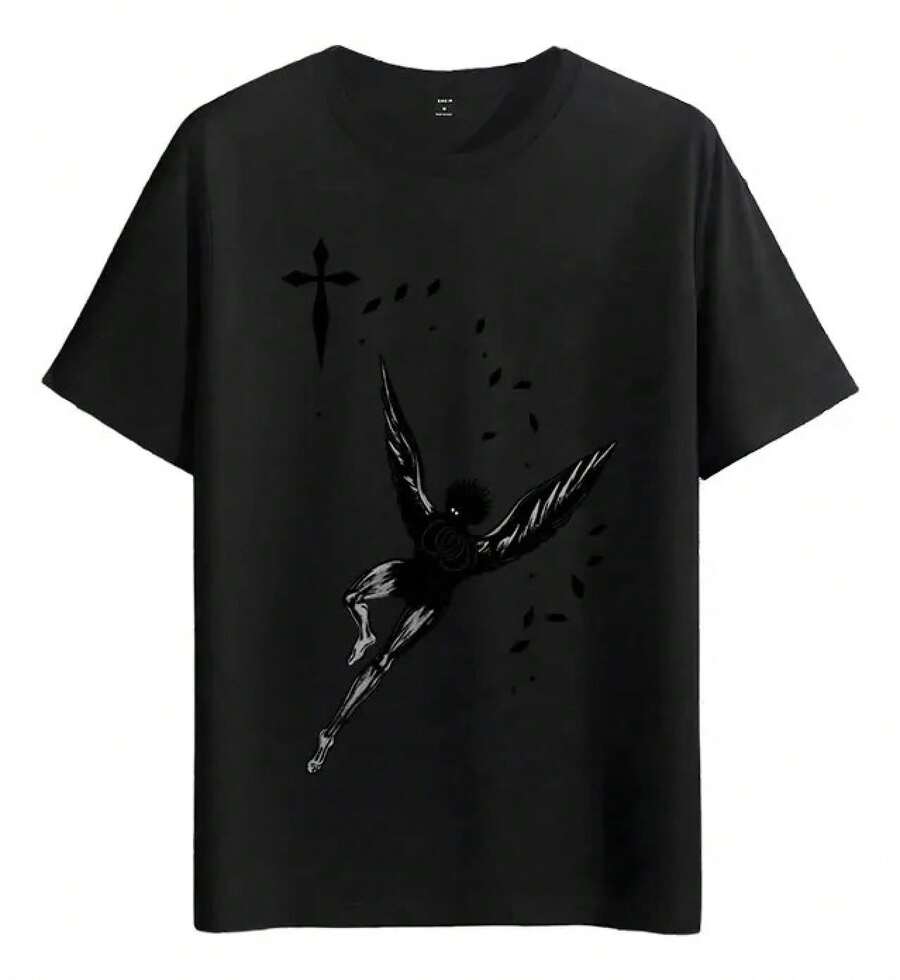 Muscle Freaks T-Shirt Fallen Angel Abstract Wings Style - Black - View 1