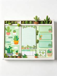 Cactus Pattern Sticky Note Set, Cute And Beautiful Self-Adhesive Memo Pads, Back To School Essential Desk Decor, Inspirational Planner Bookmarks - A - View 7