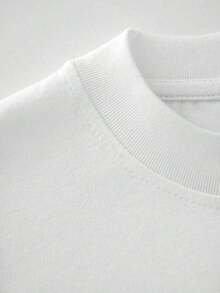 1 pieza de camiseta con estampado de letras, manga corta, cuello redondo, top casual para verano y primavera, ropa de mujer, estampado digital casual, 220g, 100% algodón puro y pesado, camisetas de mujer, 180g, 100% algodón. - Blanco - Ver 5