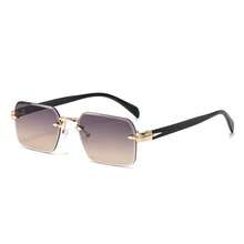 1PC Gradient Vintage Fashion Rimless Glasses, Made Of High-Quality Metal Rimless Design, Unisex, Suitable For Holidays, Travel, Street Photography, Hiking, Parties, Music Festivals, Concerts And Other Occasions, Also A Good Gift Choice - Multicolor - View 7