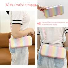 1 pièce Sac de rangement pour Switch arc-en-ciel pastel pailleté, étui rigide EVA rose mignon imperméable avec fermeture éclair pour filles & joueurs pour Switch OLED/NS, sac de rangement protecteur avec 10 fentes pour cartes de jeu - Voir 3