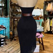 guangzhougaolangshangmao  Vestido de mujer de unicolor con volantes asimétricos en el bajo y sin tirantes (cinturón no incluido) - Albaricoque - Ver 3