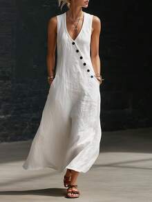 Women Long Dresses - Khaki - View 8