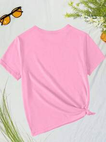 Short-Sleeved T-Shirt, 95% Cotton - Soft And Breathable, Ideal For Casual Summer Wear And Outdoor Sports, With A Loose-Fitting Round Neck, Printed T-Shirt Suitable For Spring, Summer And Autumn - Comfortable T-Shirts For Everyday Wear. - 粉色 - 查看 2