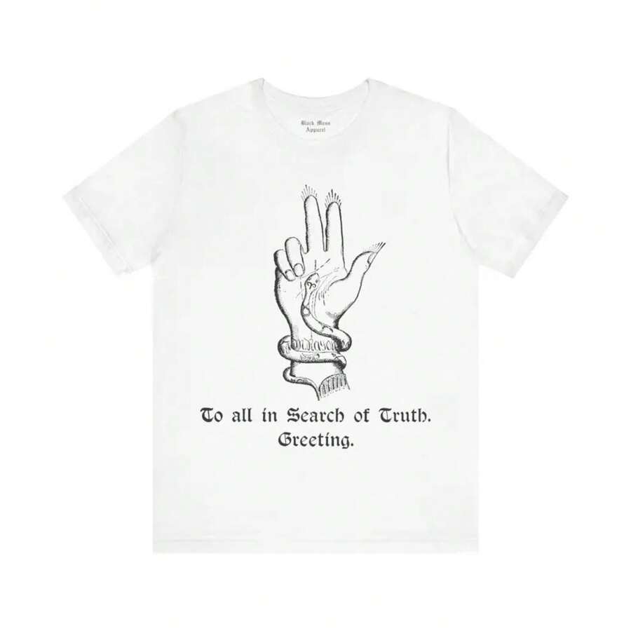 In Search Of Truth, Vintage Occult T-Shirt, Witchcraft T-Shirt, Magical, Spooky, Witchcraft, Black Magic, Gothic T-Shirt, Unisex Short-Sleeved T-Shirt - 白色 - 查看 1
