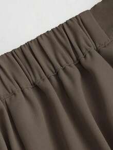 Falda acampanada de talle alto estilizante para mujer, adecuada para ir al trabajo, primavera y verano - Café integral - Ver 5