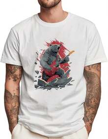 Camisetas gráficas de algodón liso para hombre, manga corta, cuello redondo, estilo retro de los 90, Y2K, 2026, transpirables, para gimnasio, estilo casual, Gutta Bear. - Blanco - Ver 1