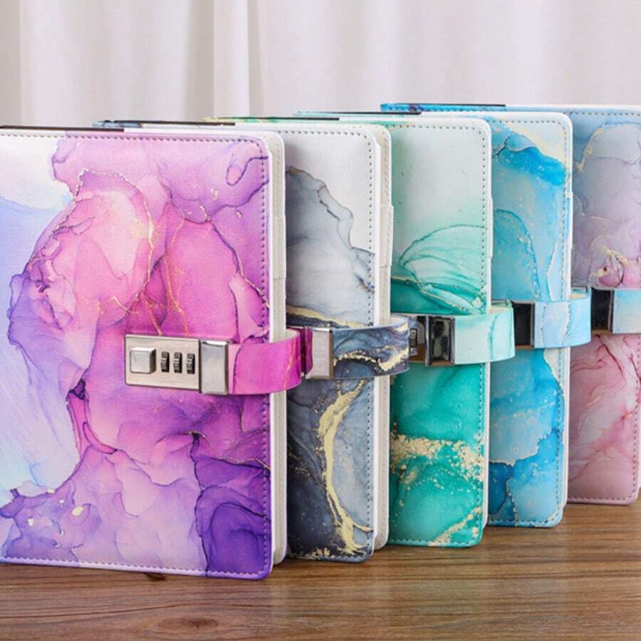1pc Cute Password Lock Diary With Secret Key, Creative A5 Notebook For School Girls Writing, Back-To-School Season Journal Planner, Perfect For Study Notes Class Schedule And Personal Memory Keeping, Student Stationery Supplies Gift School Supplies - A5 - View 1
