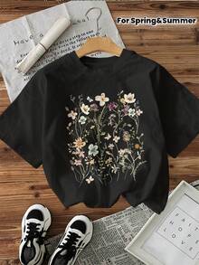 Women's T-Shirt For Spring And Summer - 黑色 - 查看 7
