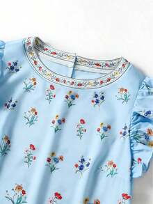 Blusa con volantes y estampado nueva para primavera/verano de mujer - Multicolor 3 - Ver 3
