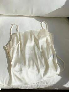 Top tipo tirantes para mujer sin espalda con lazo en color marrón chocolate satinado - Albaricoque - Ver 6