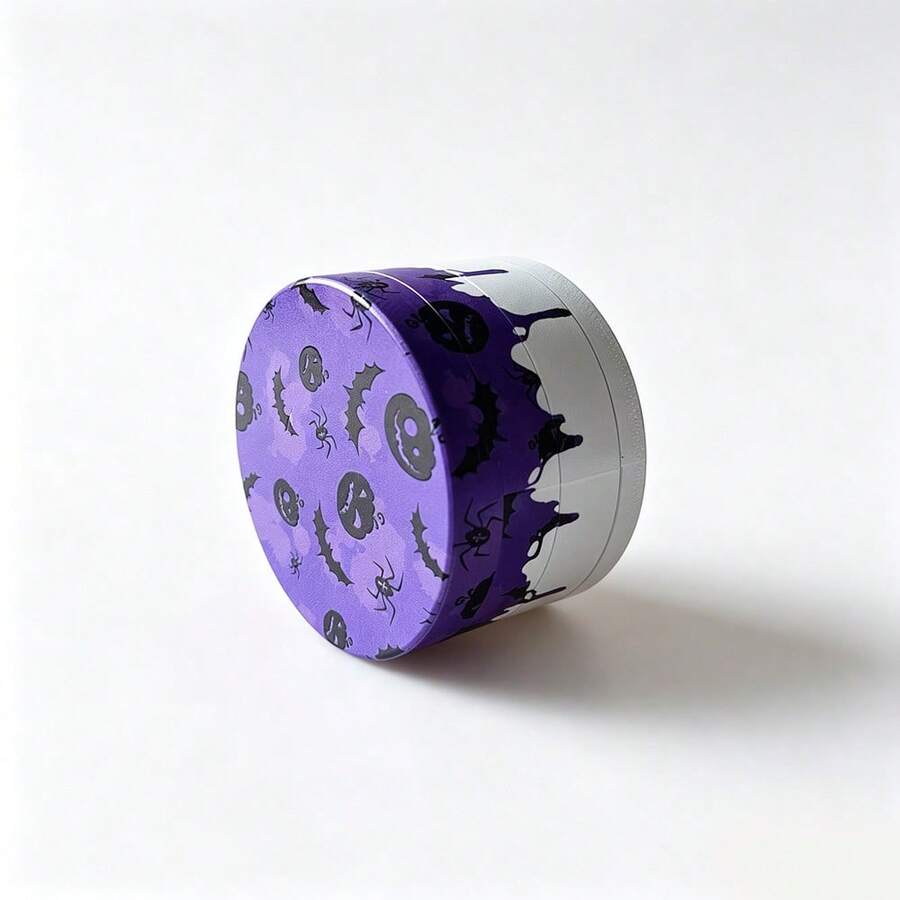 1 pieza, Molinillo de metal de 63mm, diseño de murciélago y calabaza en morado y negro, accesorio para fumar portátil y fácil de limpiar - Ver 1