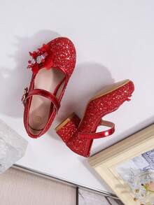 2026 Zapatos de tacón alto para niñas para actuaciones en el escenario - Rojo - Ver 12