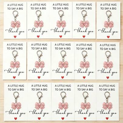 10 piezas Set a granel de llaveros con moño rosa - Regalos elegantes de boda para invitados en despedida de soltera - Llavero de aleación de zinc para mujeres como regalo de aniversario - Adiciones de encantos de moda para bolsos - Recuerdo de celebración de graduación